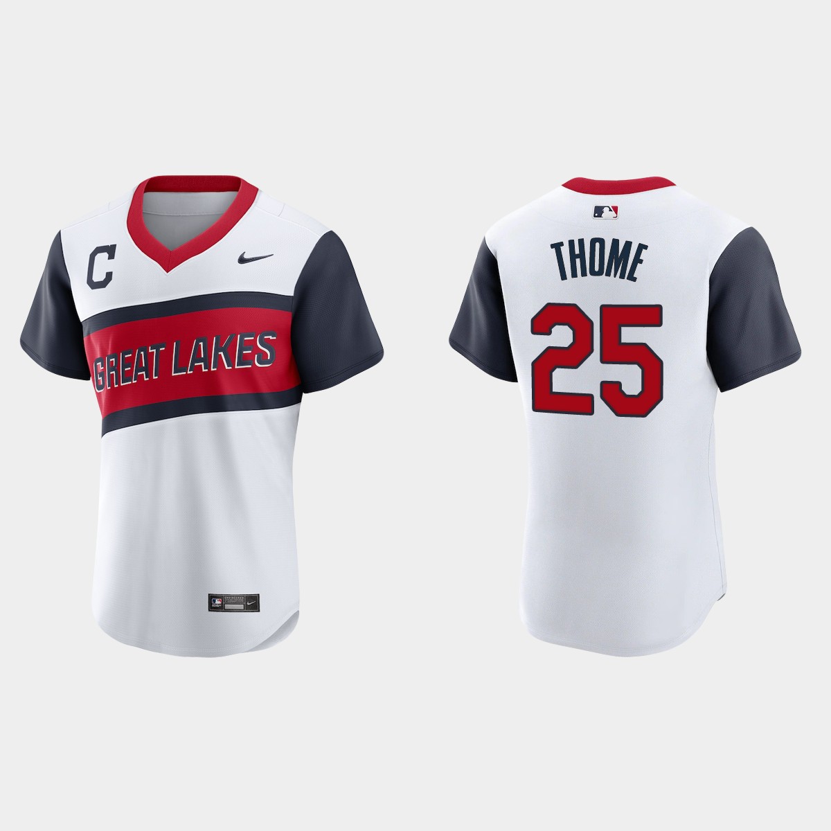 Cleveland Indians #25 Jim Thome Men's Nike White 2021 Little League Class Authentic MLB Jersey Cleveland Indians #25 Jim Thome Men's Nike White 2021 Little League Class Authentic MLB Jersey