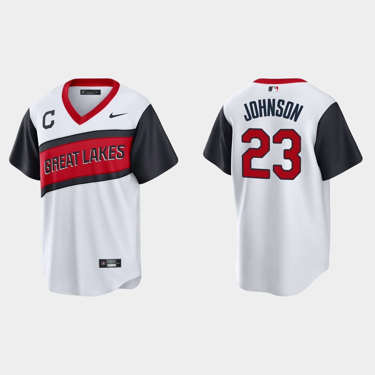 Cleveland Indians #23 Daniel Johnson Men's Nike White 2021 Little League Class Game MLB Jersey Cleveland Indians #23 Daniel Johnson Men's Nike White 2021 Little League Class Game MLB Jersey