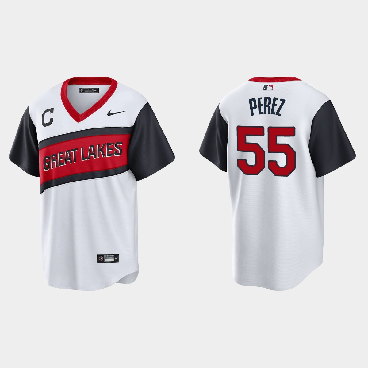 Cleveland Indians #55 Roberto Perez Men's Nike White 2021 Little League Class Game MLB Jersey Cleveland Indians #55 Roberto Perez Men's Nike White 2021 Little League Class Game MLB Jersey