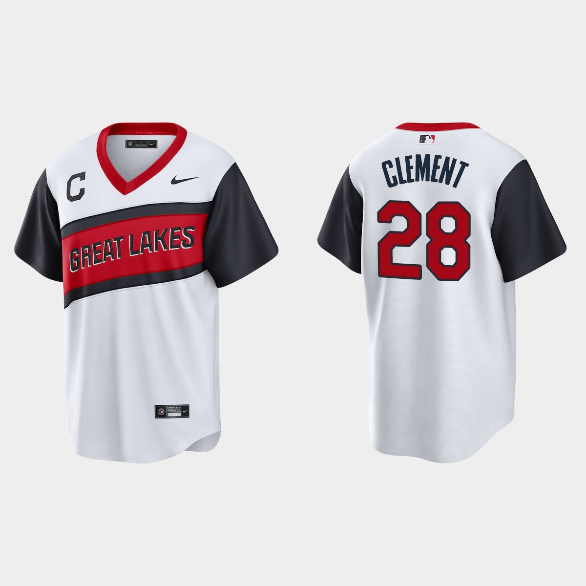 Cleveland Indians #28 Ernie Clement Men's Nike White 2021 Little League Class Game MLB Jersey Cleveland Indians #28 Ernie Clement Men's Nike White 2021 Little League Class Game MLB Jersey