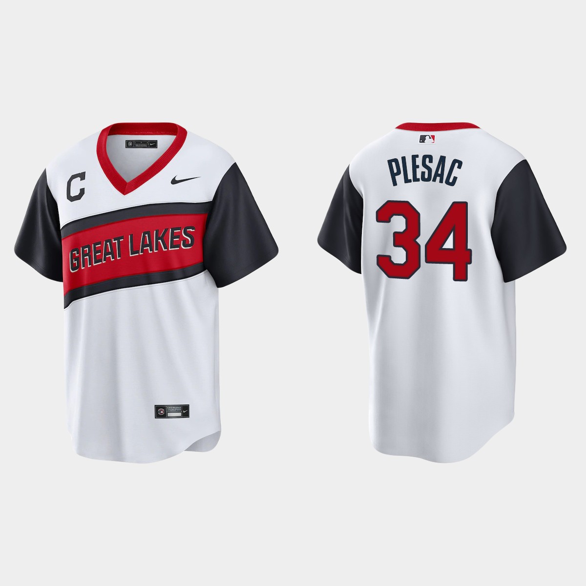 Cleveland Indians #34 Zach Plesac Men's Nike White 2021 Little League Class Game MLB Jersey Cleveland Indians #34 Zach Plesac Men's Nike White 2021 Little League Class Game MLB Jersey