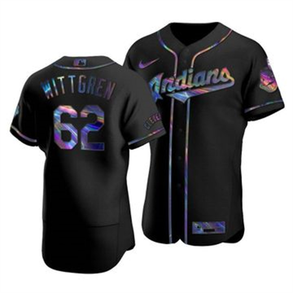 Cleveland Indians #62 Nick Wittgren Men's Nike Iridescent Holographic Collection MLB Jersey - Black Cleveland Indians #62 Nick Wittgren Men's Nike Iridescent Holographic Collection MLB Jersey - Black