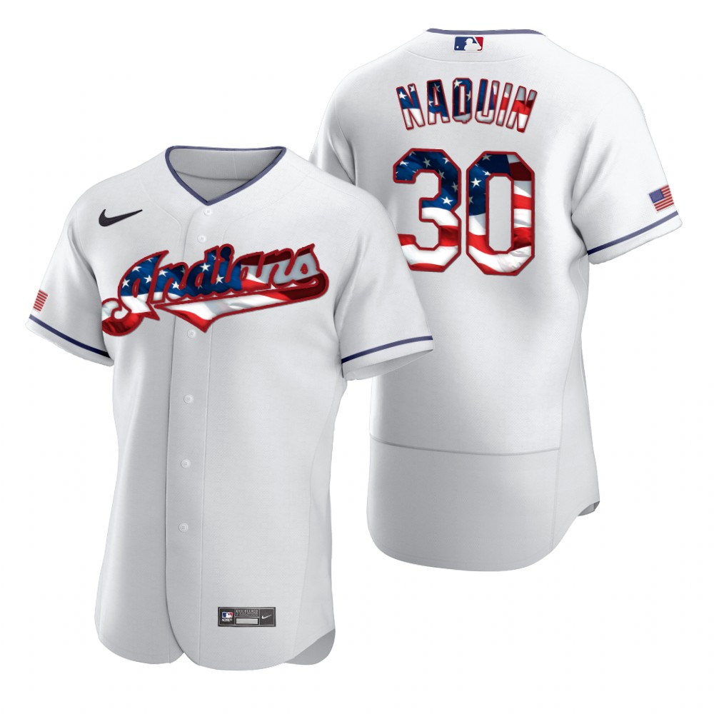 Cleveland Indians #30 Tyler Naquin Men's Nike White Fluttering USA Flag Limited Edition Authentic MLB Jersey Cleveland Indians #30 Tyler Naquin Men's Nike White Fluttering USA Flag Limited Edition Authentic MLB Jersey