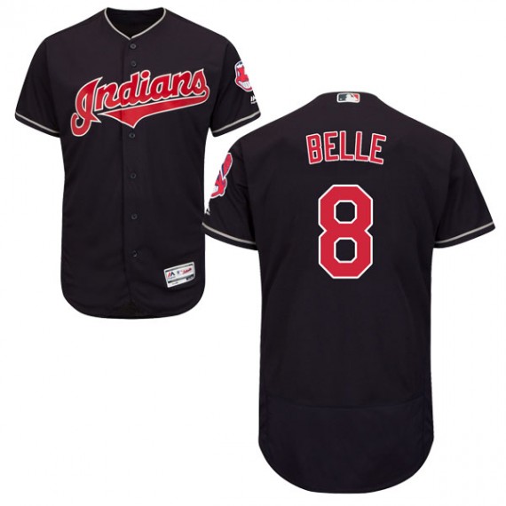 Cleveland Indians #8 Albert Belle Official Navy Men's Flex Base MLB Jersey