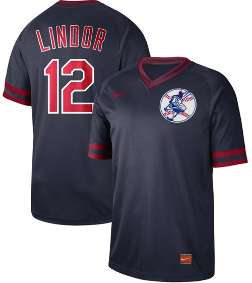 Indians #12 Francisco Lindor Navy Authentic Cooperstown Collection Stitched Baseball Jersey Indians #12 Francisco Lindor Navy Authentic Cooperstown Collection Stitched Baseball Jersey