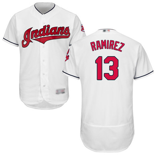 Indians #13 Hanley Ramirez White Flexbase Authentic Collection Stitched Baseball Jersey Indians #13 Hanley Ramirez White Flexbase Authentic Collection Stitched Baseball Jersey