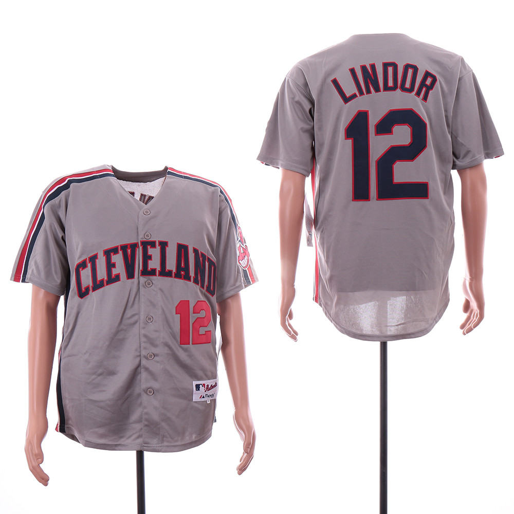 Indians 12 Francisco Lindor Gray Turn Back The Clock Jersey Indians 12 Francisco Lindor Gray Turn Back The Clock Jersey