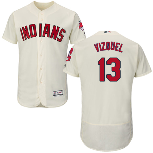 Indians #13 Omar Vizquel Cream Flexbase Authentic Collection Stitched MLB Jersey Indians #13 Omar Vizquel Cream Flexbase Authentic Collection Stitched MLB Jersey
