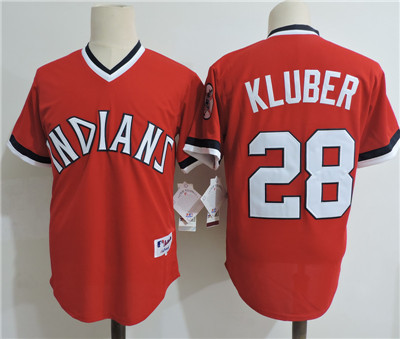 Indians #28 Corey Kluber Red Cooperstown Collection Throwback Stitched MLB Jersey Indians #28 Corey Kluber Red Cooperstown Collection Throwback Stitched MLB Jersey