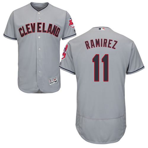 Indians #11 Jose Ramirez Grey Flexbase Authentic Collection Stitched MLB Jersey Indians #11 Jose Ramirez Grey Flexbase Authentic Collection Stitched MLB Jersey