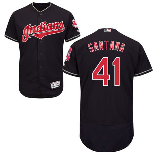 Indians #41 Carlos Santana Navy Blue Flexbase Authentic Collection Stitched MLB Jersey Indians #41 Carlos Santana Navy Blue Flexbase Authentic Collection Stitched MLB Jersey