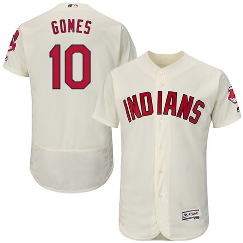Indians #10 Yan Gomes Cream Flexbase Authentic Collection Stitched MLB Jersey Indians #10 Yan Gomes Cream Flexbase Authentic Collection Stitched MLB Jersey