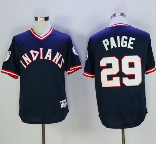 Indians #29 Satchel Paige Navy Blue 1976 Turn Back The Clock Stitched MLB Jersey Indians #29 Satchel Paige Navy Blue 1976 Turn Back The Clock Stitched MLB Jersey