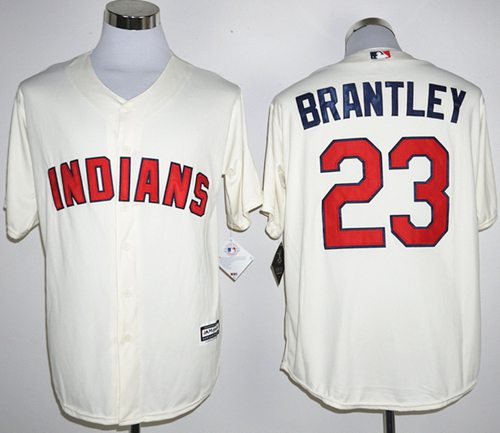 Indians #23 Michael Brantley Cream New Cool Base Stitched MLB Jersey Indians #23 Michael Brantley Cream New Cool Base Stitched MLB Jersey