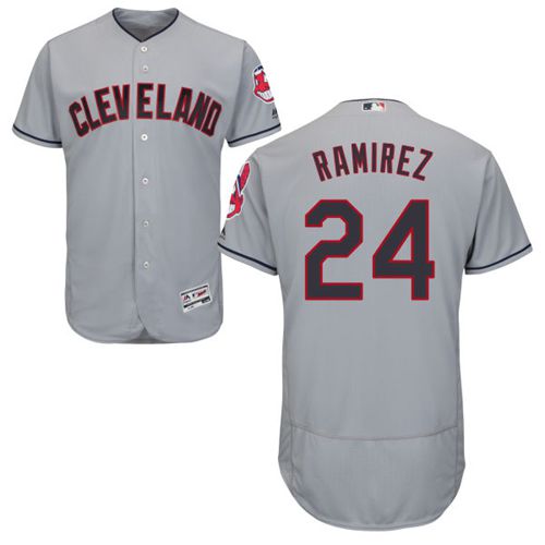 Indians #24 Manny Ramirez Grey Flexbase Authentic Collection Stitched MLB Jersey Indians #24 Manny Ramirez Grey Flexbase Authentic Collection Stitched MLB Jersey