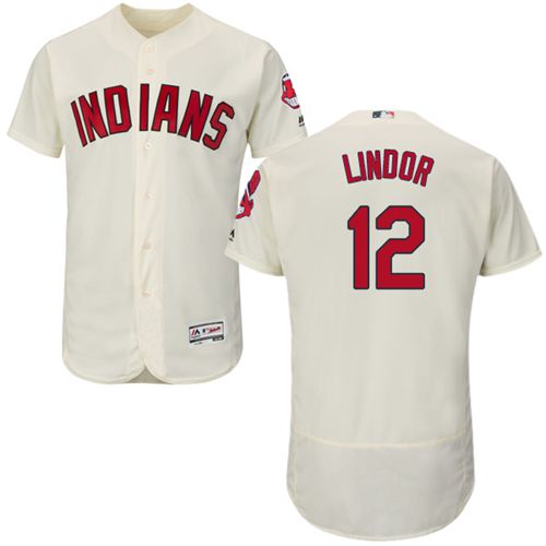 Indians #12 Francisco Lindor Cream Flexbase Authentic Collection Stitched MLB Jersey Indians #12 Francisco Lindor Cream Flexbase Authentic Collection Stitched MLB Jersey