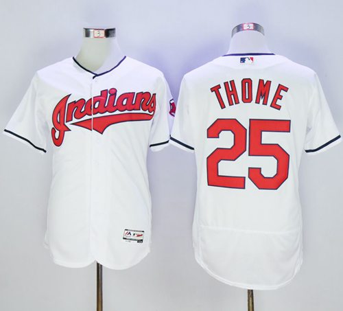Indians #25 Jim Thome White Flexbase Authentic Collection Stitched MLB Jersey Indians #25 Jim Thome White Flexbase Authentic Collection Stitched MLB Jersey