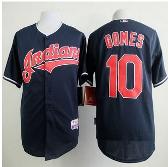 Cleveland Indians #10 Yan Gomes Navy Blue Cool Base Stitched Baseball Jersey Cleveland Indians #10 Yan Gomes Navy Blue Cool Base Stitched Baseball Jersey