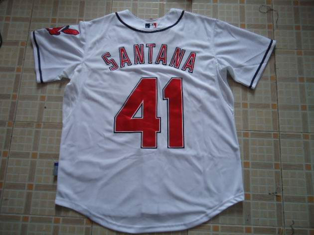 MLB Jerseys Cleveland Indians 41# SANTANA White MLB Jerseys Cleveland Indians 41# SANTANA White