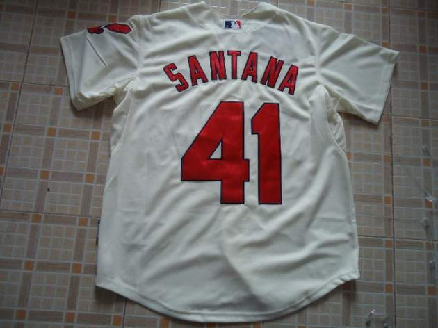 MLB Jerseys Cleveland Indians 41# SANTANA Cream MLB Jerseys Cleveland Indians 41# SANTANA Cream