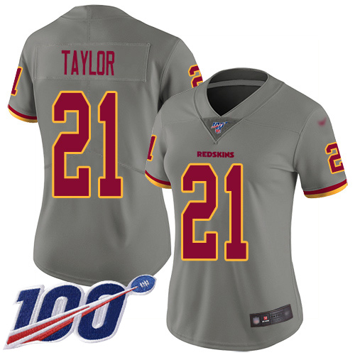 Redskins #21 Sean Taylor Gray Women's Stitched Football Limited Inverted Legend 100th Season Jersey Redskins #21 Sean Taylor Gray Women's Stitched Football Limited Inverted Legend 100th Season Jersey