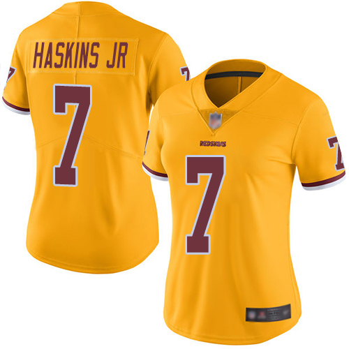 Redskins #7 Dwayne Haskins Jr Gold Women's Stitched Football Limited Rush Jersey Redskins #7 Dwayne Haskins Jr Gold Women's Stitched Football Limited Rush Jersey