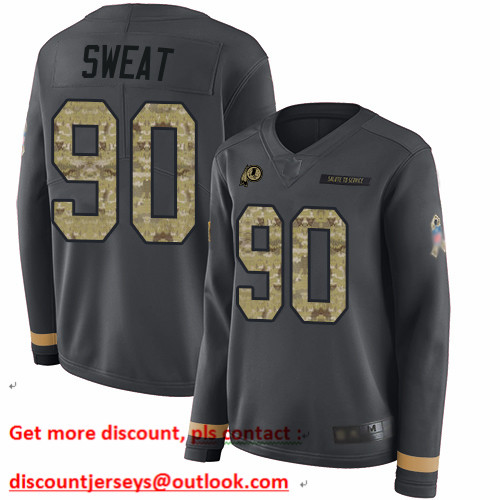 Redskins #90 Montez Sweat Anthracite Salute to Service Women's Stitched Football Limited Therma Long Sleeve Jersey Redskins #90 Montez Sweat Anthracite Salute to Service Women's Stitched Football Limited Therma Long Sleeve Jersey