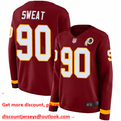 Redskins #90 Montez Sweat Burgundy Red Team Color Women's Stitched Football Limited Therma Long Sleeve Jersey Redskins #90 Montez Sweat Burgundy Red Team Color Women's Stitched Football Limited Therma Long Sleeve Jersey