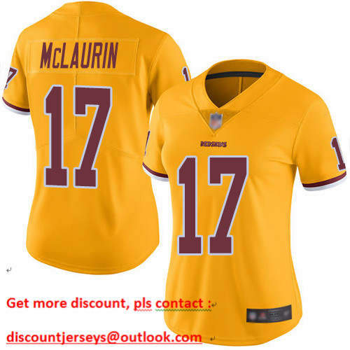 Redskins #17 Terry McLaurin Gold Women's Stitched Football Limited Rush Jersey Redskins #17 Terry McLaurin Gold Women's Stitched Football Limited Rush Jersey