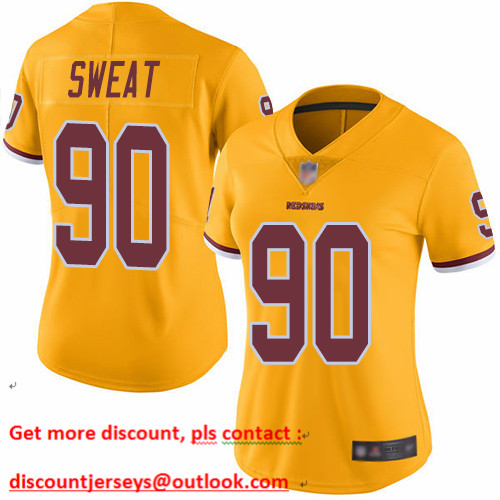 Redskins #90 Montez Sweat Gold Women's Stitched Football Limited Rush Jersey Redskins #90 Montez Sweat Gold Women's Stitched Football Limited Rush Jersey