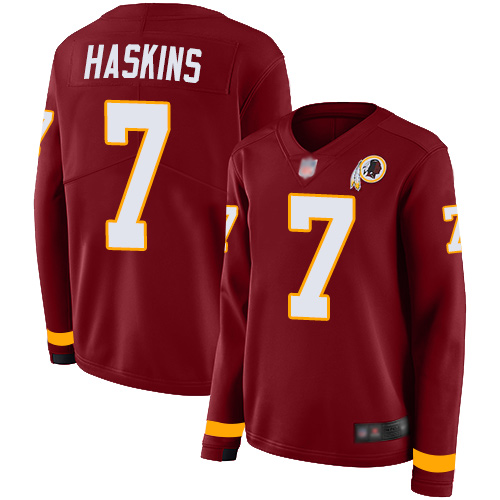 Redskins #7 Dwayne Haskins Burgundy Red Team Color Women's Stitched Football Limited Therma Long Sleeve Jersey Redskins #7 Dwayne Haskins Burgundy Red Team Color Women's Stitched Football Limited Therma Long Sleeve Jersey