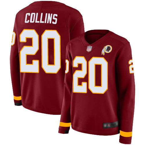 Redskins #20 Landon Collins Burgundy Red Team Color Women's Stitched Football Limited Therma Long Sleeve Redskins #20 Landon Collins Burgundy Red Team Color Women's Stitched Football Limited Therma Long Sleeve