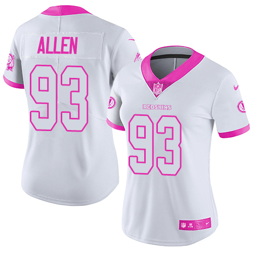 Nike Redskins #93 Jonathan Allen White Pink Women's Stitched NFL Limited Rush Fashion Jersey Nike Redskins #93 Jonathan Allen White Pink Women's Stitched NFL Limited Rush Fashion Jersey