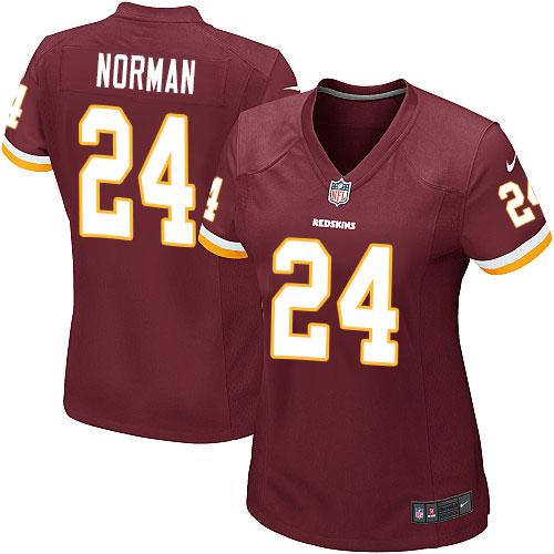 Nike Redskins #24 Josh Norman Burgundy Red Team Color Women's Stitched NFL Elite Jersey