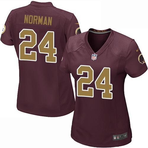 Nike Redskins #24 Josh Norman Burgundy Red Alternate Women's Stitched NFL Elite Jersey