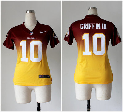 Women NEW Washington Redskins 10 Robert Griffin III Red Yellow Drift Fashion II Women NEW Washington Redskins 10 Robert Griffin III Red Yellow Drift Fashion II