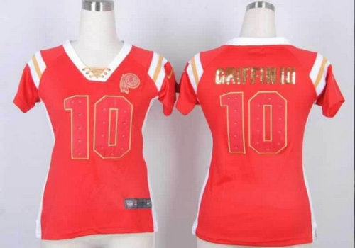 NEW Washington Redskins 10 Robert Griffin III Women Draft Him Shimmer V-Neck T-Shirt - Red NEW Washington Redskins 10 Robert Griffin III Women Draft Him Shimmer V-Neck T-Shirt - Red
