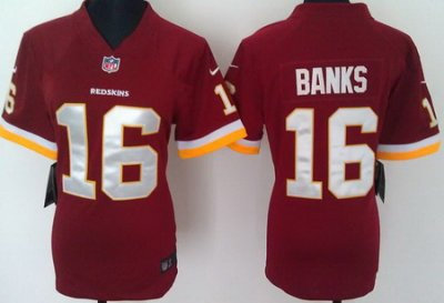 Women Nike Washington Redskins 16 Banks Red Jerseys