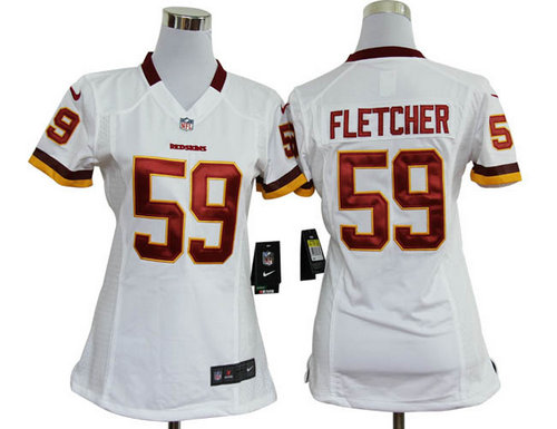 Women Nike Washington Redskins 59 London Fletcher White Jerseys