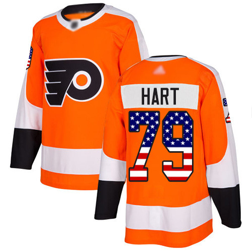 Flyers #79 Carter Hart Orange Home Authentic USA Flag Stitched Youth Hockey Jersey Flyers #79 Carter Hart Orange Home Authentic USA Flag Stitched Youth Hockey Jersey
