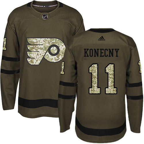 Adidas Flyers #11 Travis Konecny Green Salute to Service Stitched Youth NHL Jersey Adidas Flyers #11 Travis Konecny Green Salute to Service Stitched Youth NHL Jersey