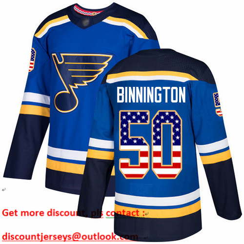Blues #50 Jordan Binnington Blue Home Authentic USA Flag Stitched Youth Hockey Jersey Blues #50 Jordan Binnington Blue Home Authentic USA Flag Stitched Youth Hockey Jersey
