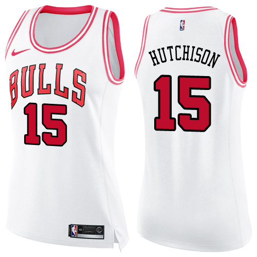 Nike Bulls #15 Chandler Hutchison White Pink Women's NBA Swingman Fashion Jersey Nike Bulls #15 Chandler Hutchison White Pink Women's NBA Swingman Fashion Jersey