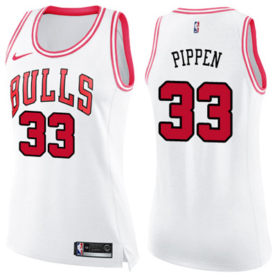 Nike Bulls #33 Scottie Pippen White Pink Women's NBA Swingman Fashion Jersey Nike Bulls #33 Scottie Pippen White Pink Women's NBA Swingman Fashion Jersey