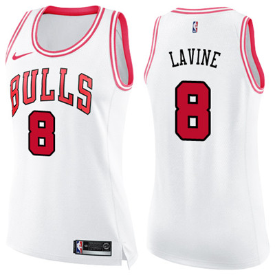 Nike Bulls #8 Zach LaVine White Pink Women's NBA Swingman Fashion Jersey Nike Bulls #8 Zach LaVine White Pink Women's NBA Swingman Fashion Jersey