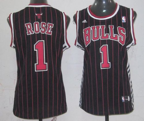 Bulls #1 Derrick Rose Black Strip Women's Fashion Stitched NBA Jersey Bulls #1 Derrick Rose Black Strip Women's Fashion Stitched NBA Jersey