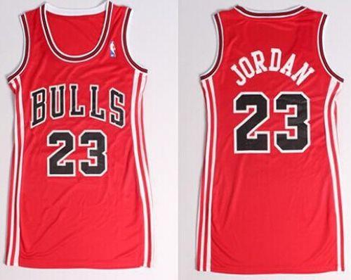 Bulls #23 Michael Jordan Red Women's Dress Stitched NBA Jersey Bulls #23 Michael Jordan Red Women's Dress Stitched NBA Jersey