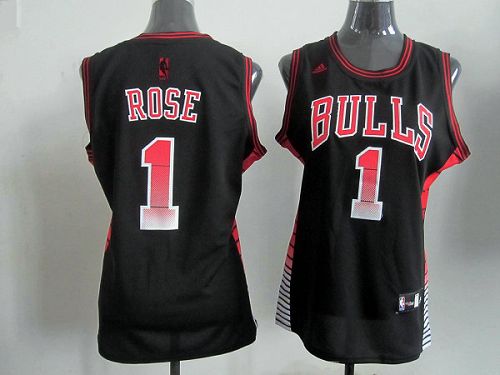 Bulls #1 Derrick Rose Black Women's Vibe Stitched NBA Jersey Bulls #1 Derrick Rose Black Women's Vibe Stitched NBA Jersey