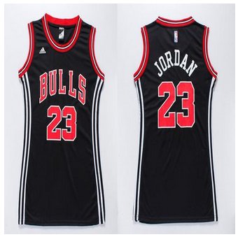 Women Bulls #23 Michael Jordan Black Dress Stitched NBA Jersey Women Bulls #23 Michael Jordan Black Dress Stitched NBA Jersey
