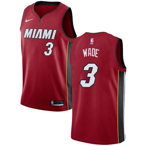 Heat #3 Dwyane Wade Red Women's Basketball Swingman Statement Edition Jersey
